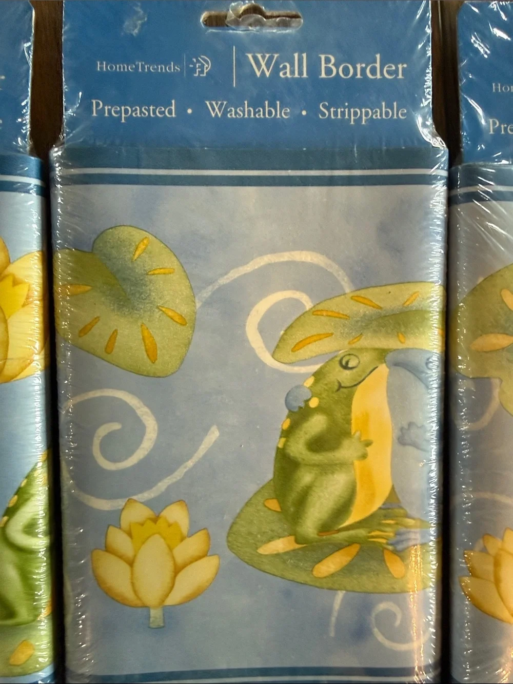 Vintage Blue Frog & Lily Pad Wall Border